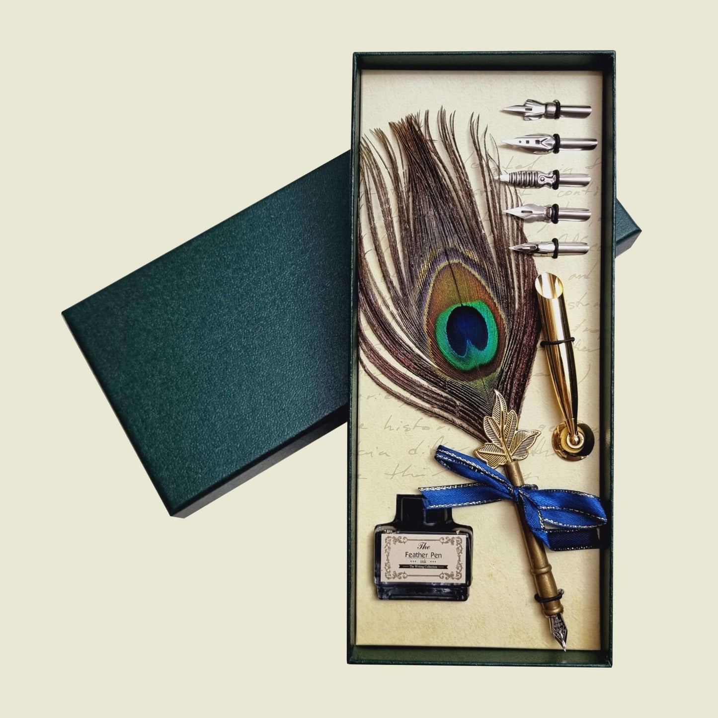 Feather Pen Set- Peacock