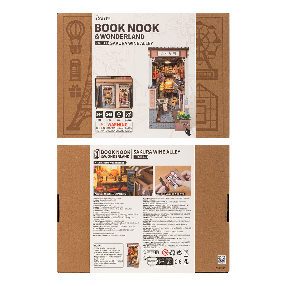 Rolife Sakura Wine Alley DIY Book Nook Shelf Insert TGB11
