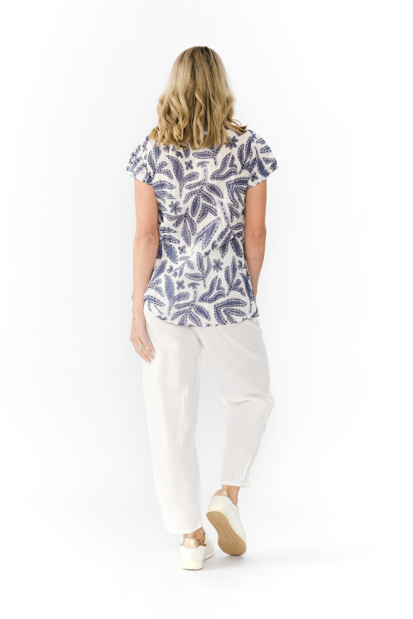 Kayla Cotton Blouse Short Sleeve Savannah Navy