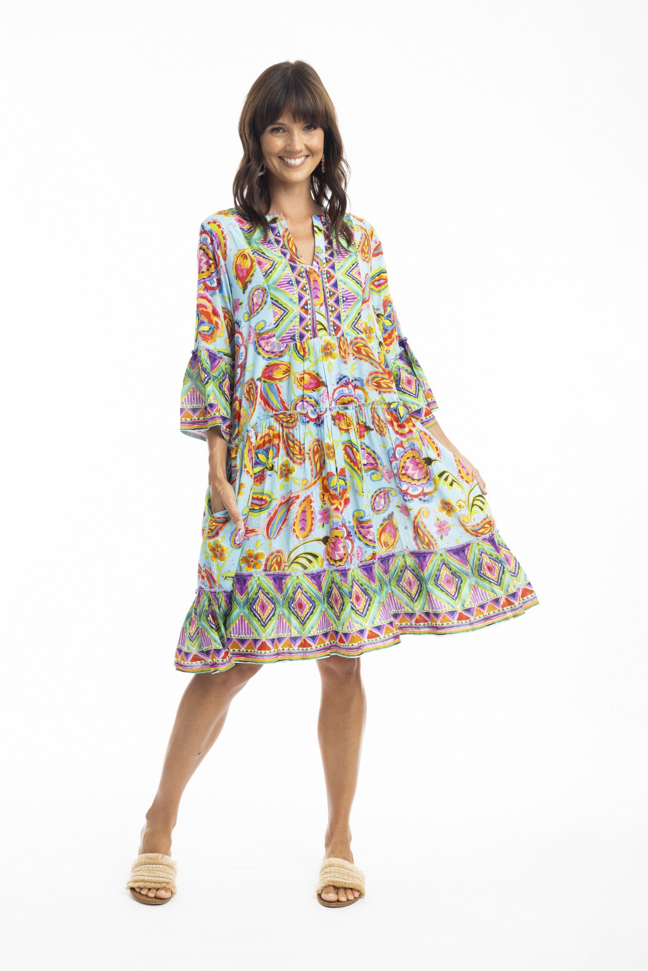 Gabriella 3/4 Sleeve Layered Dress