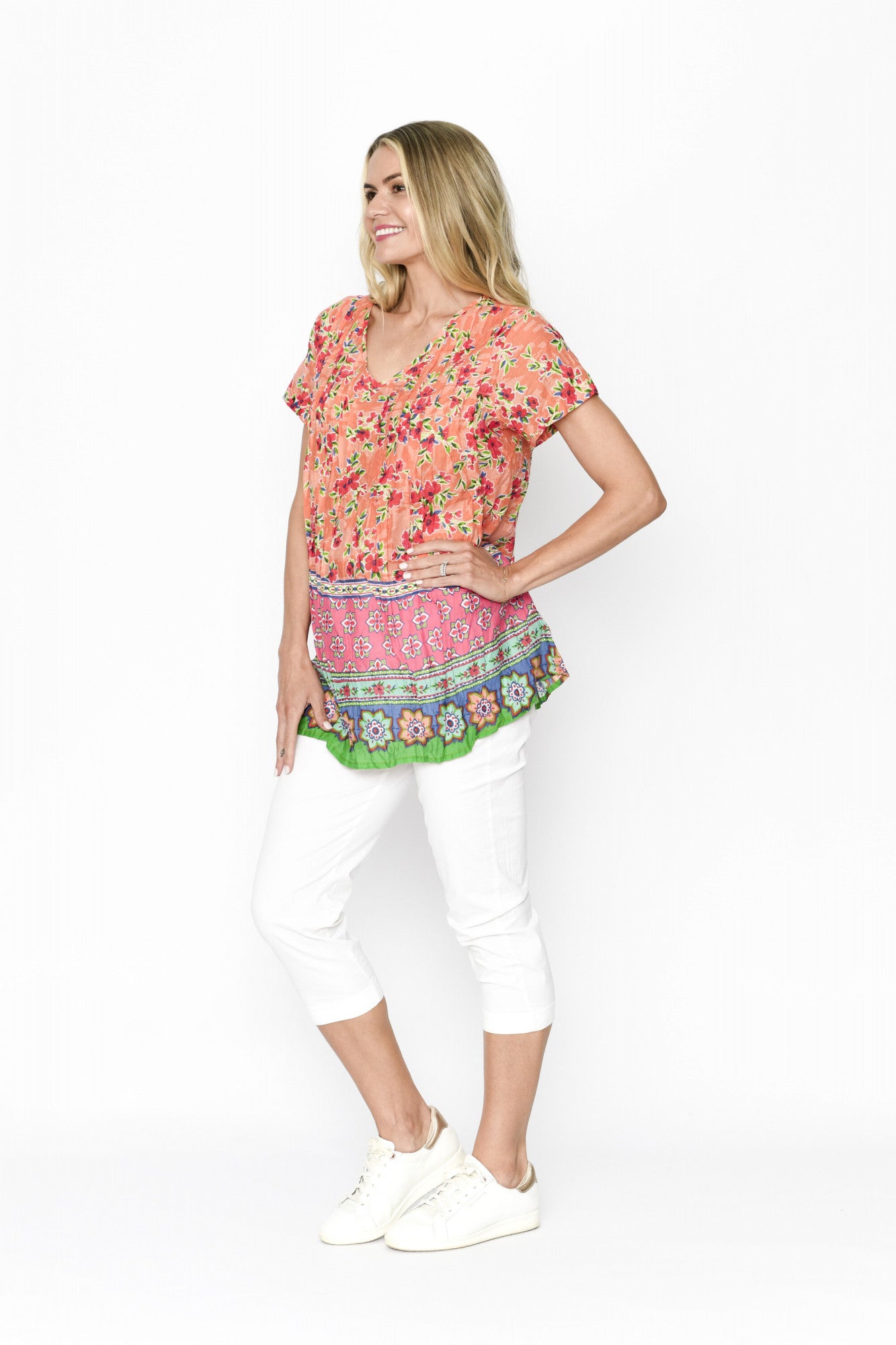 Kayla Cotton Blouse Short Sleeve Ditsy 1
