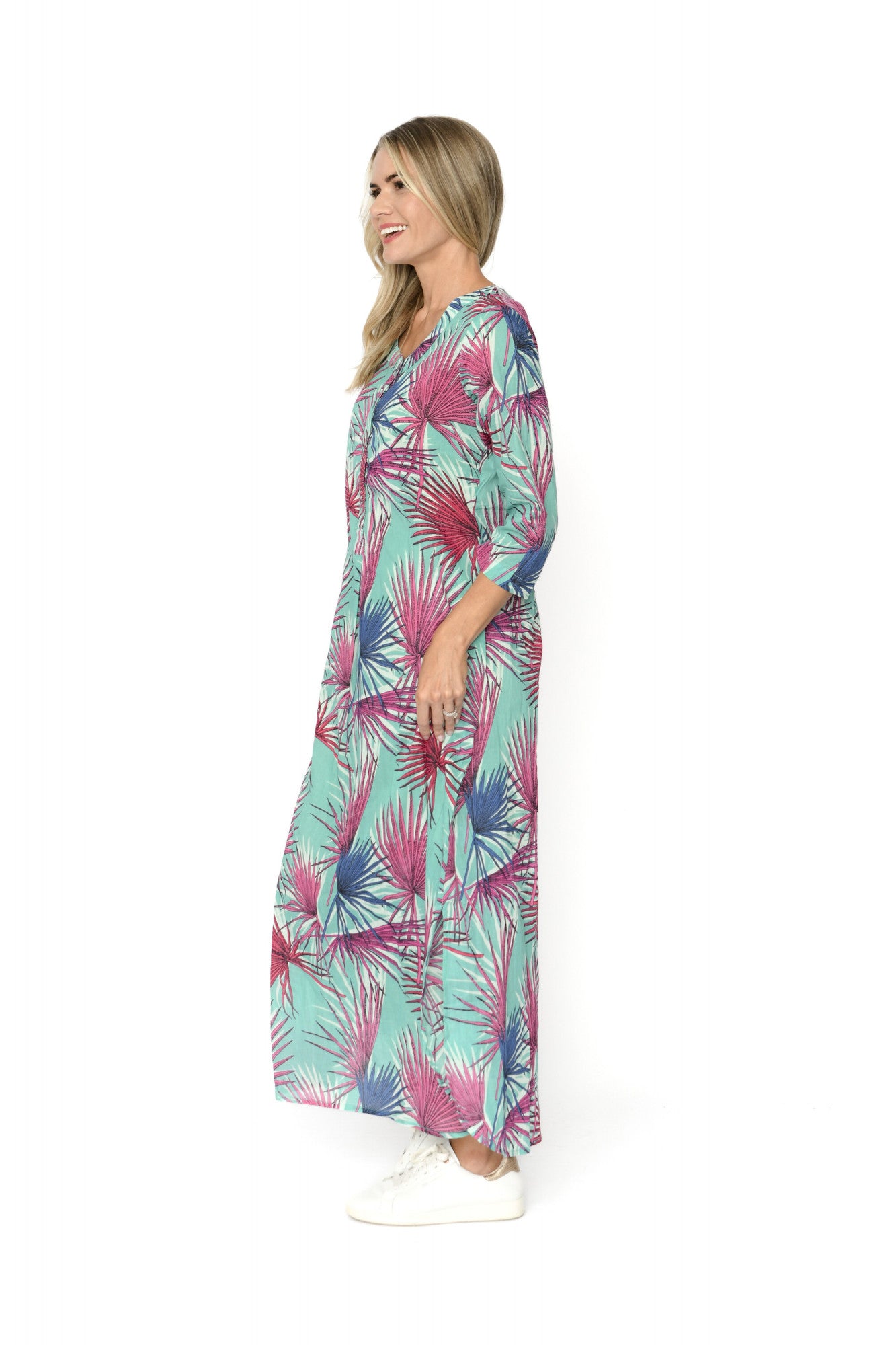 Melina Maxi Dress Palm Lvs 1
