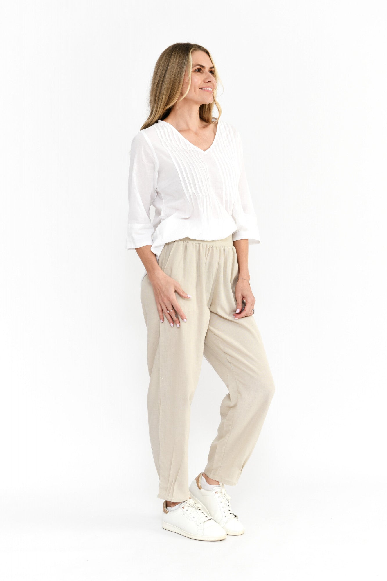 Linen Blend Pants Sand