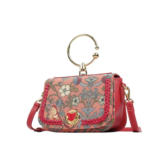 Henney Bear | Strawberry & Bird Gold Handle Shoulder Bag