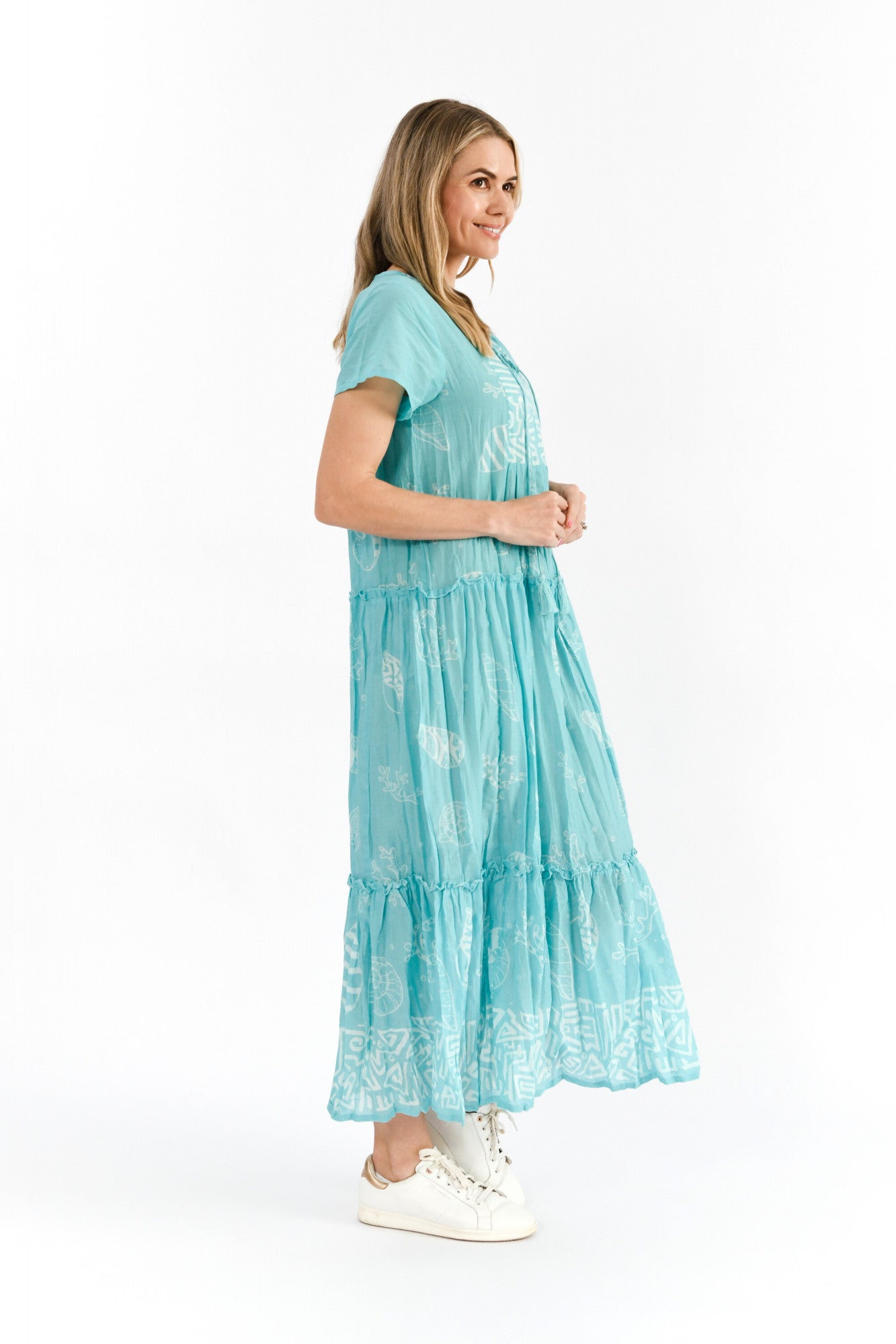 Dress Maxi Coral Border Jade
