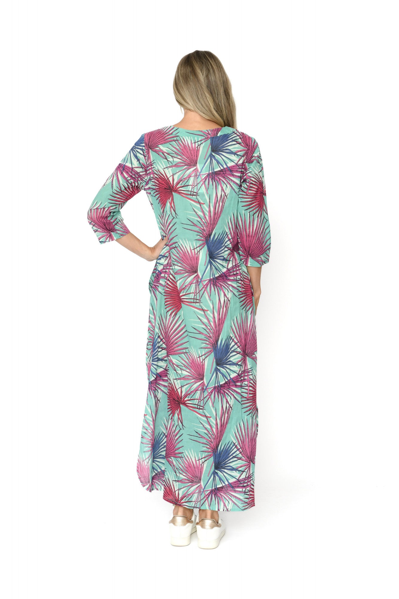 Melina Maxi Dress Palm Lvs 1