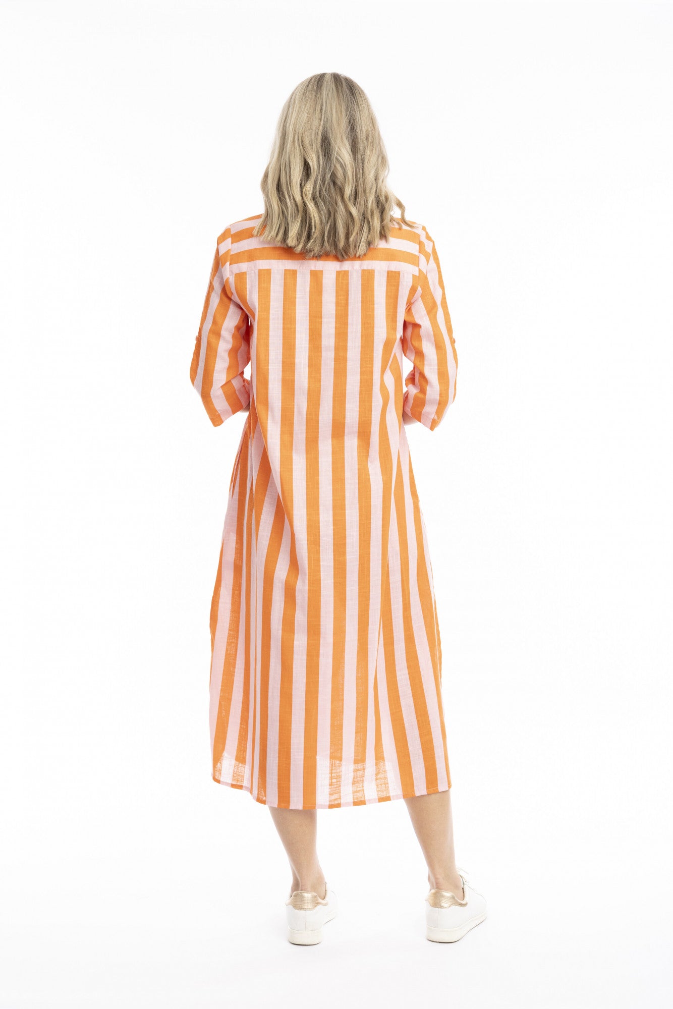 Sofia Shirt Dress Orange/Pink Stripe