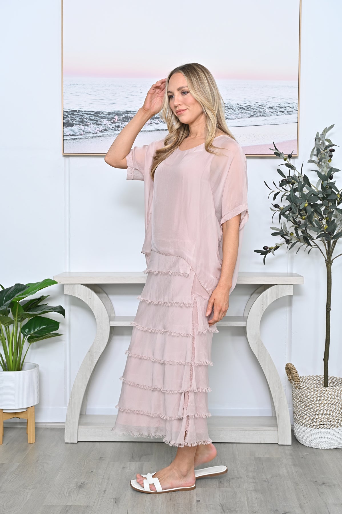Italian Silk Dress Blush