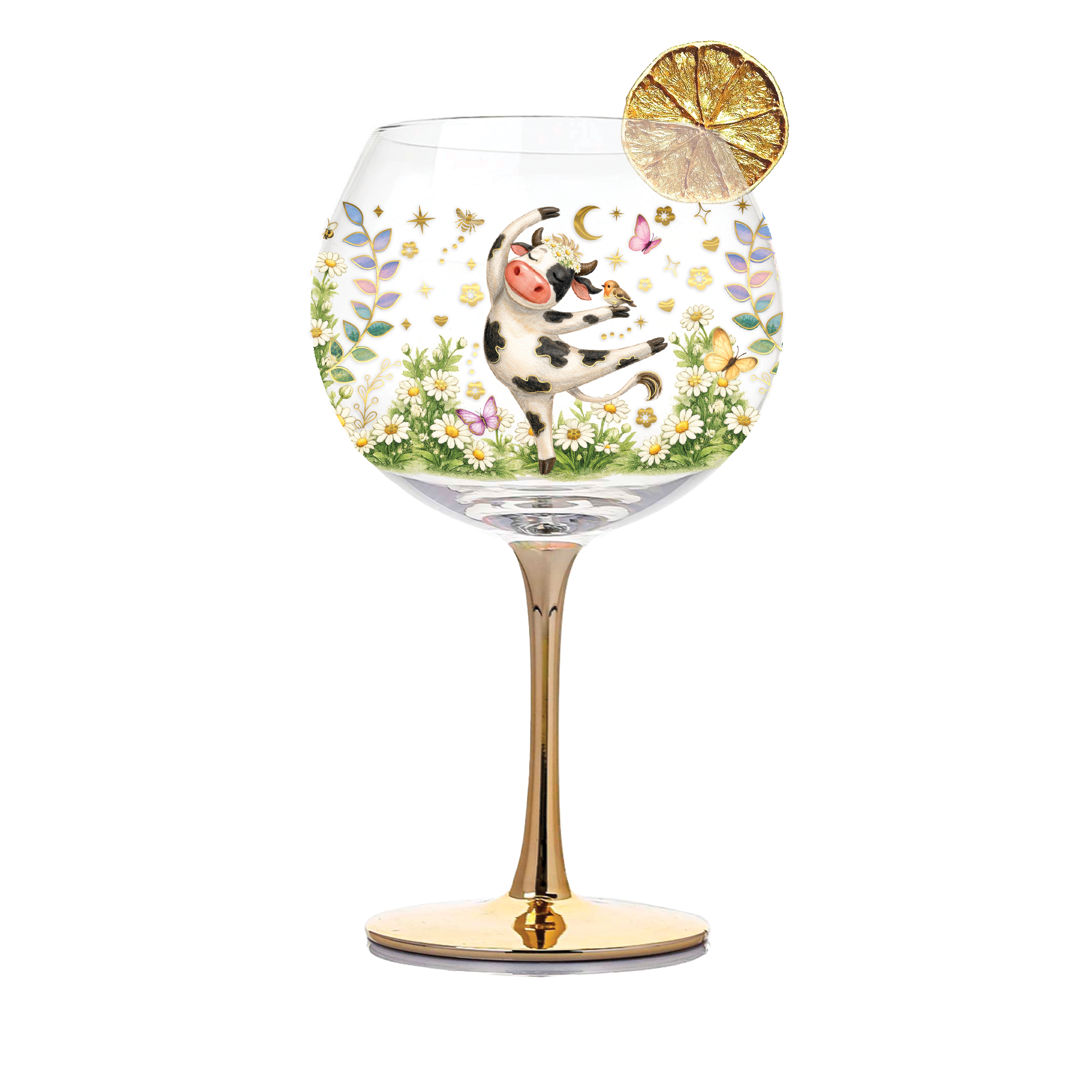 Golden Glamour Cocktail Glass - Calm Your Farm