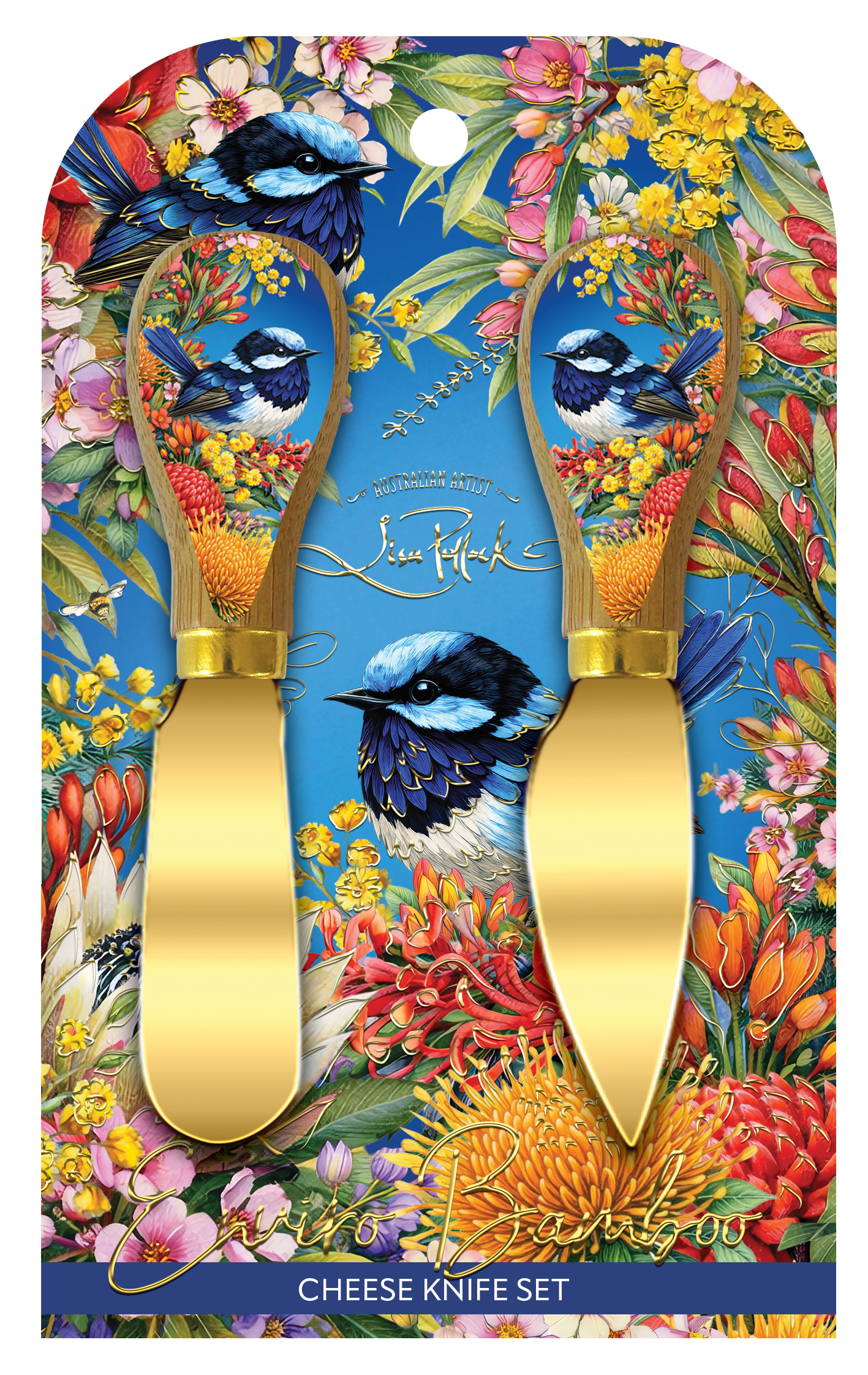 Cheese Knife Set - Floral Fairy Wrens