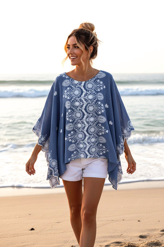 Embroidered Kaftan Blue