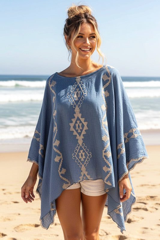 Embroidered Kaftan Blue