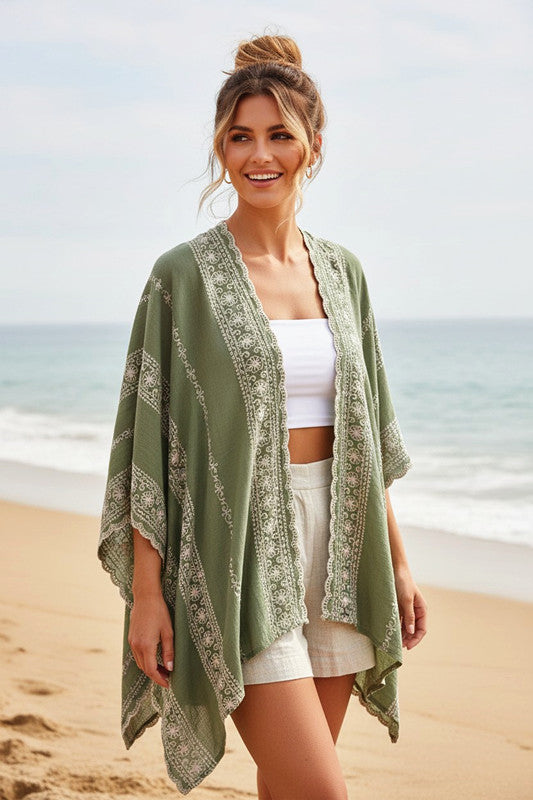 Embroidered Cape - Green