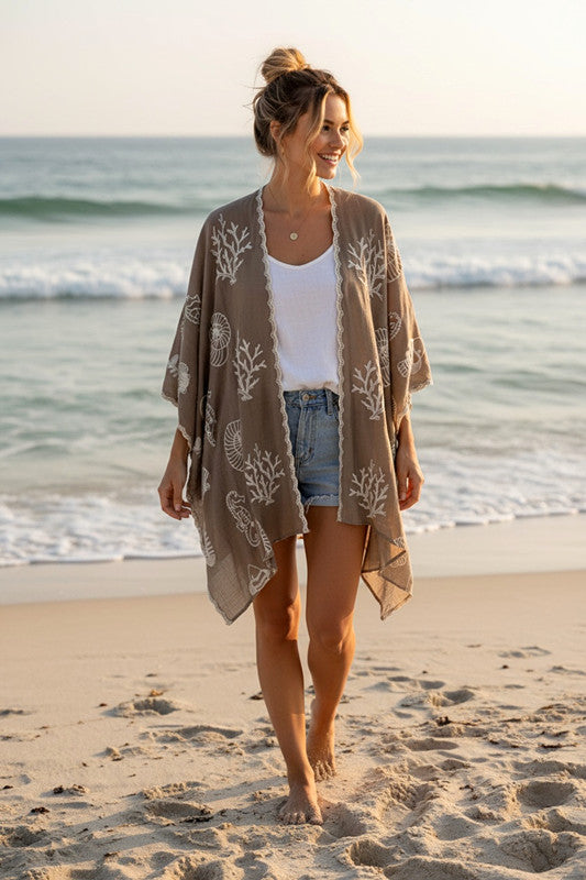 Embroidered Cape - Khaki