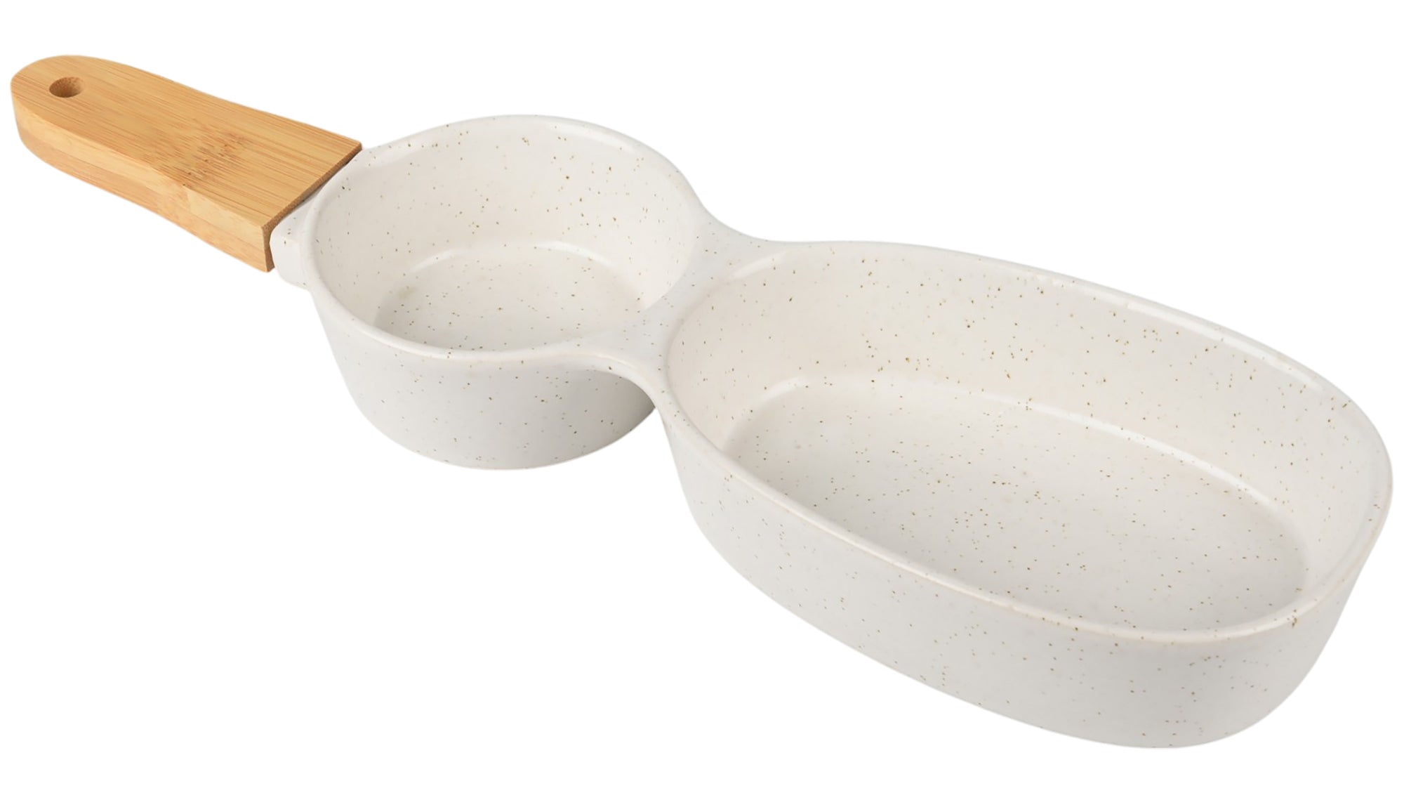 Double Serving Dish with Wooden Handle | Matt White (35x10cm)