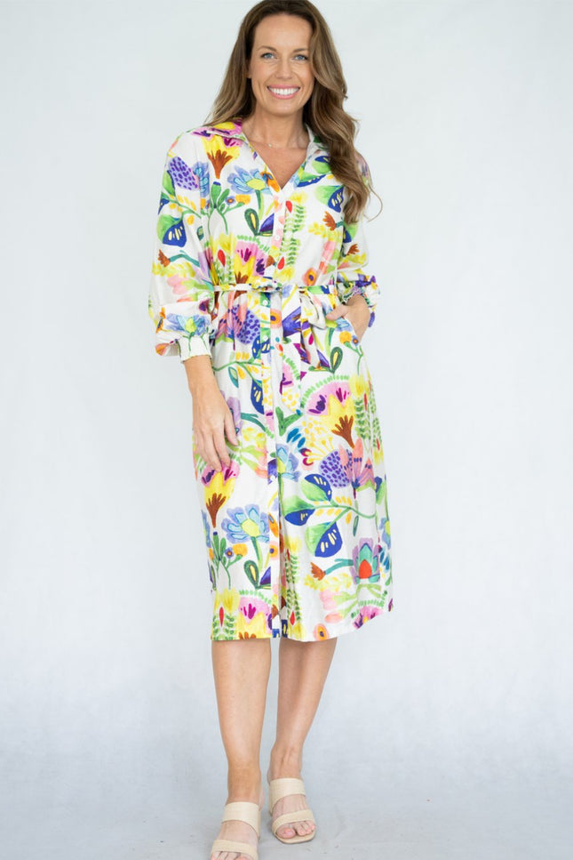 Floral abstract Shirt Dress