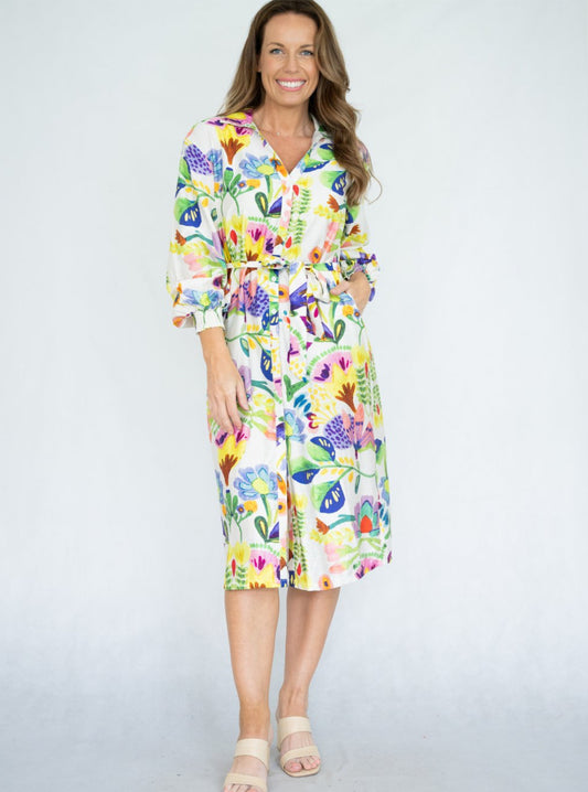 Floral abstract Shirt Dress