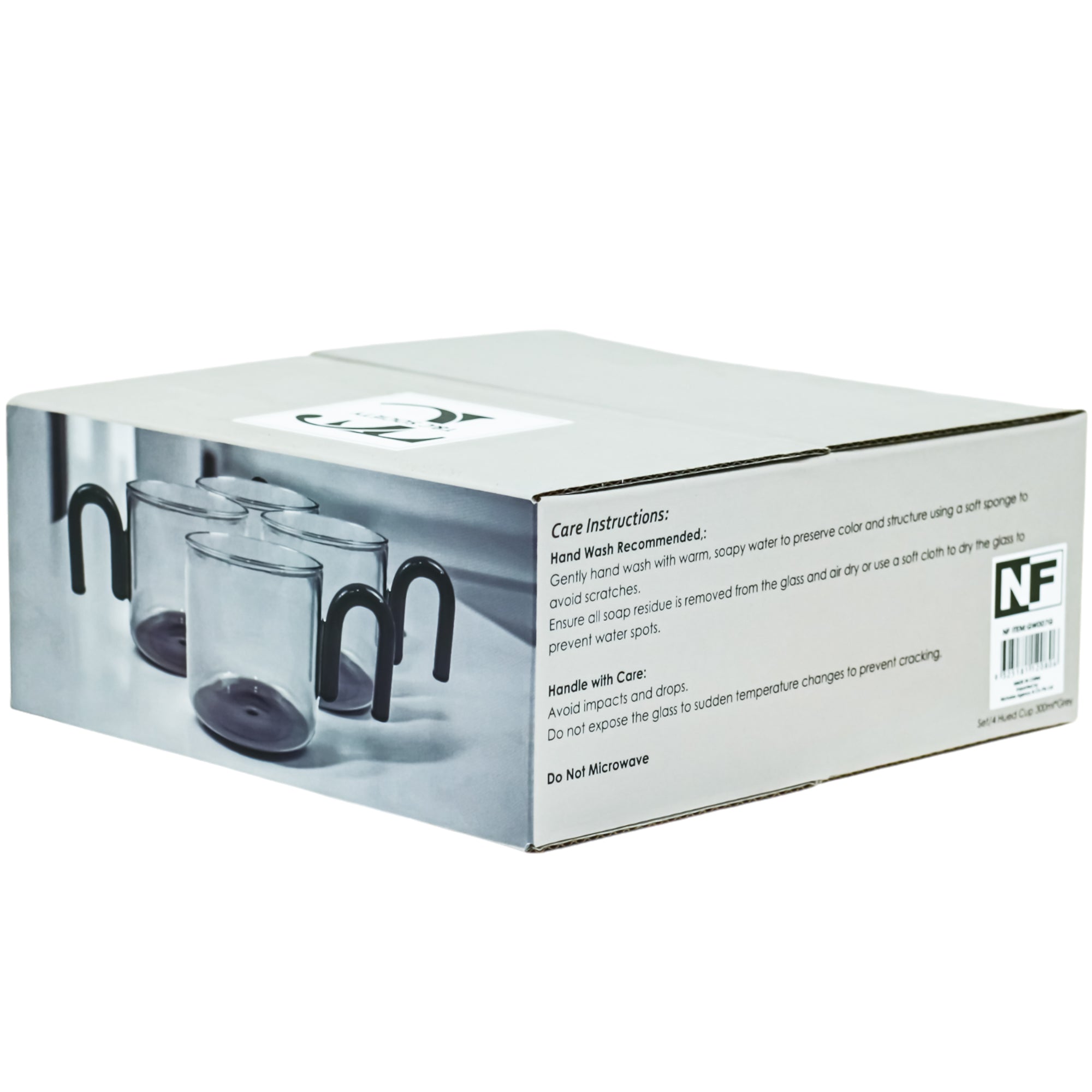 Hued Glass Cups Set of 4 | Grey (300ml)