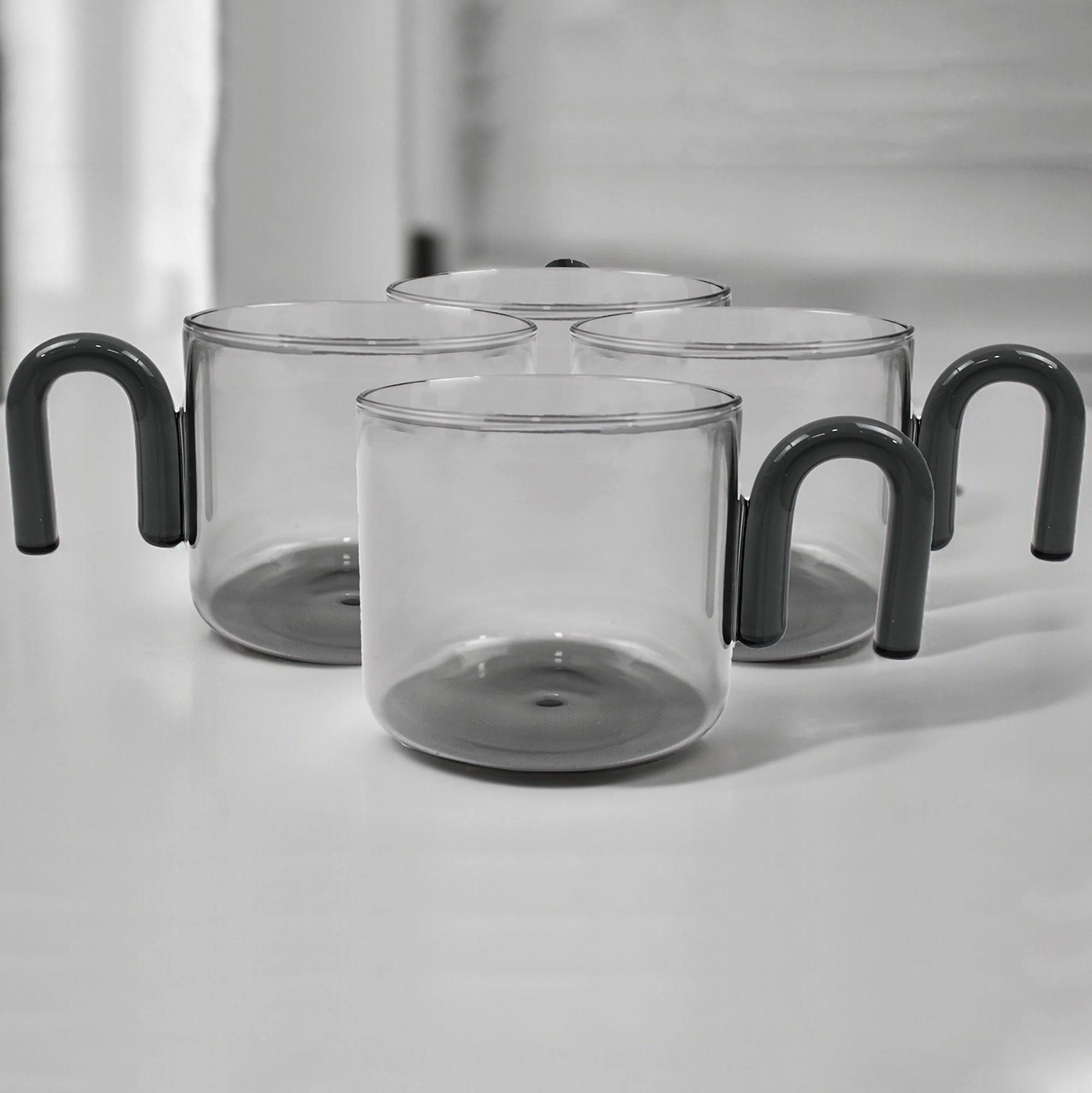 Hued Glass Cups Set of 4 | Grey (300ml)