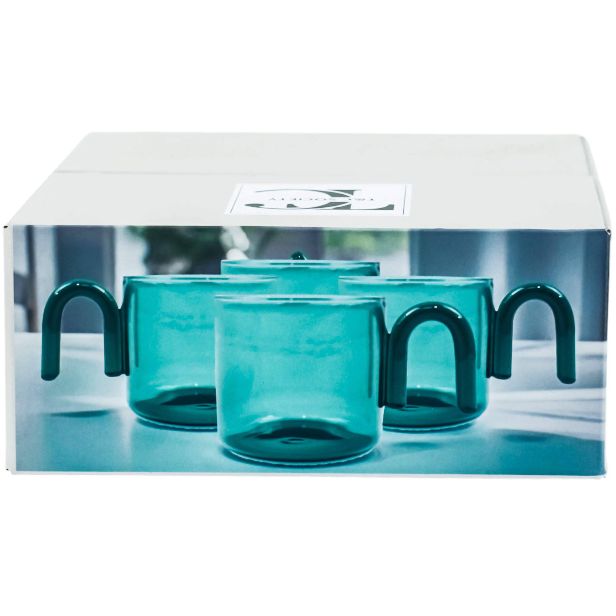Hued Glass Cups Set of 4 | Teal (300ml)