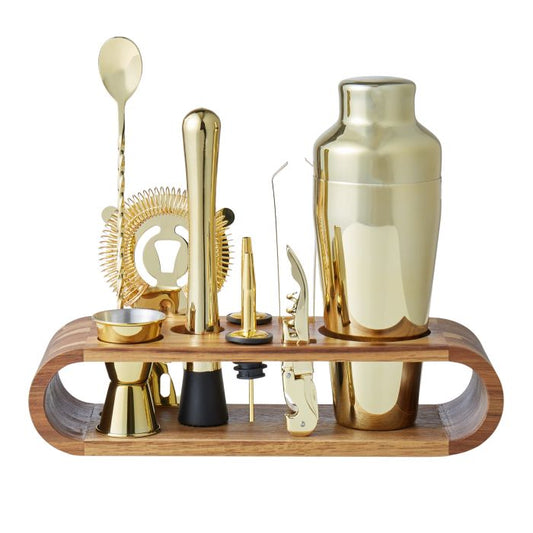 Bar Set with Acacia Stand