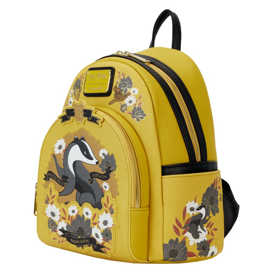 Loungefly- Harry Potter - Hufflepuff House Floral Tattoo Mini Backpack