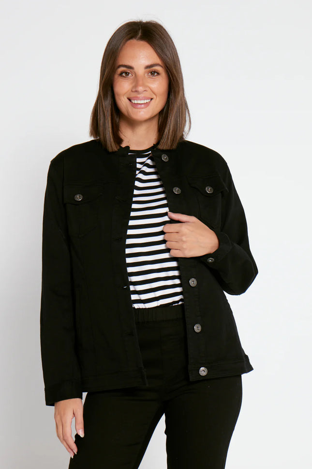 Cafe Latte Stretch Cotton Jacket - Black
