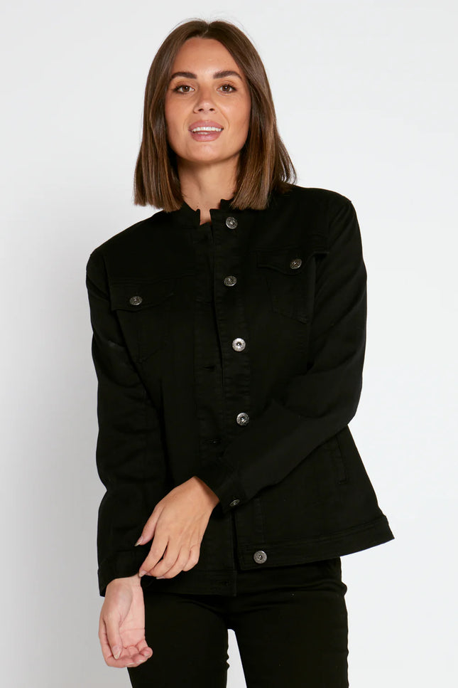 Cafe Latte Stretch Cotton Jacket - Black