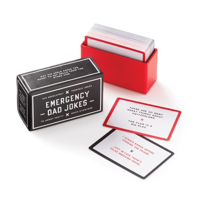 EMERGENCY DAD JOKES BLACK & RED 10X4X6CM