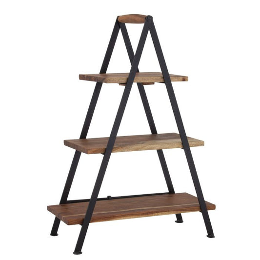 FINE FOODS THREE TIER SERVING STAND NATURAL & BLACK