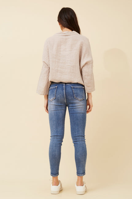 Italian Sequin Pocket 3/4 Sabbia