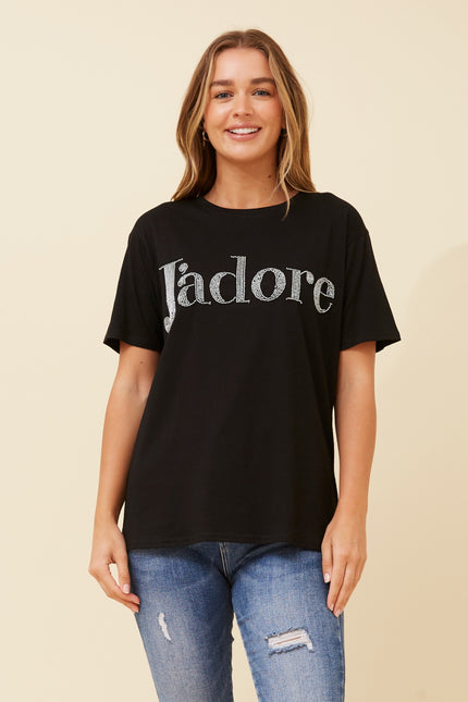 Jadore Beaded TShirt Black