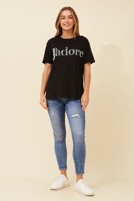 Jadore Beaded TShirt Black