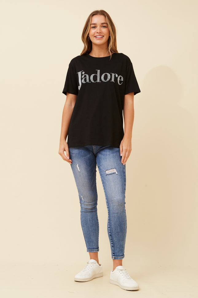 Jadore Beaded TShirt Black