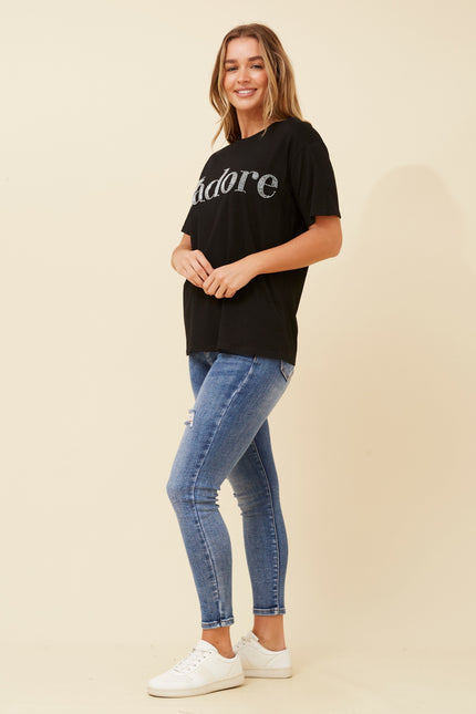 Jadore Beaded TShirt Black
