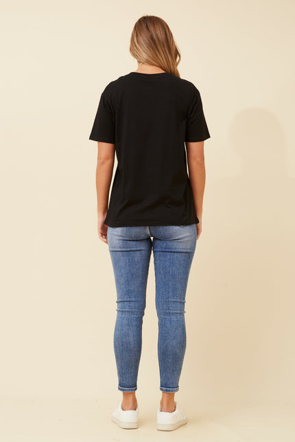Jadore Beaded TShirt Black