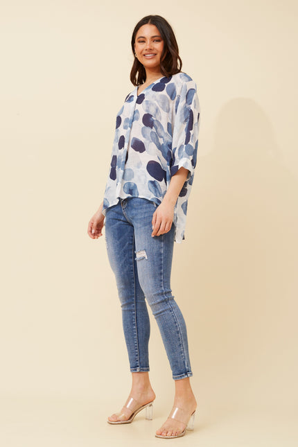Liv Navy Polka Dot Top