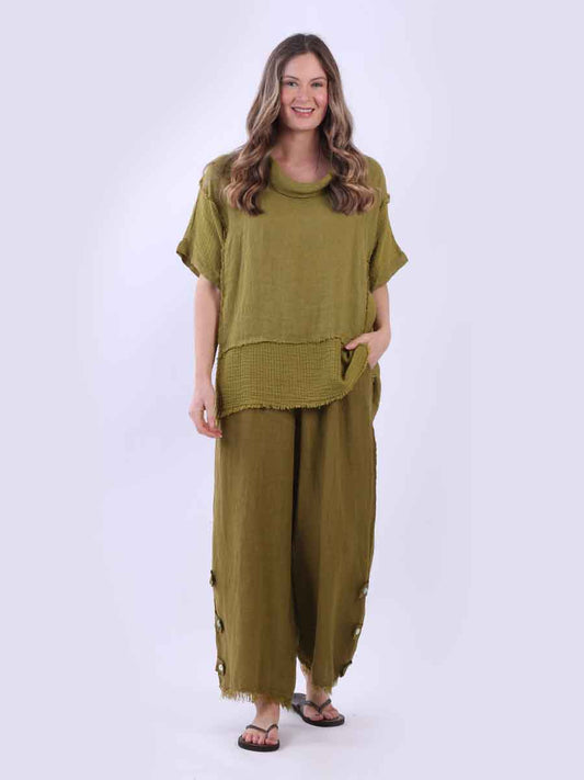 (Copy) Mesh Linen Top Olive