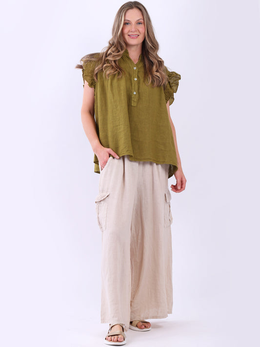 Italian Ruffle Blouse Olive