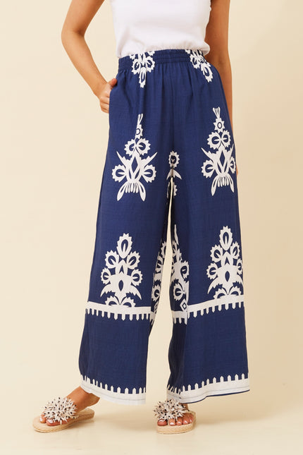 Sue Navy Printed Pant