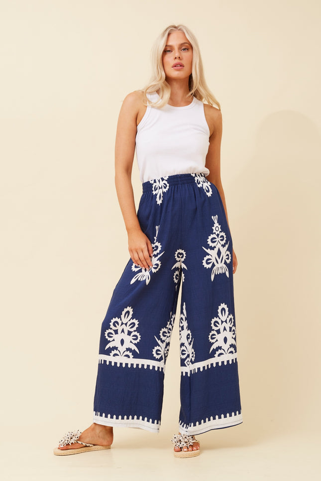 Sue Navy Printed Pant
