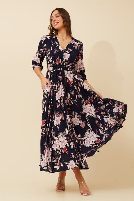 3/4 Sleeve Floral Print Dress