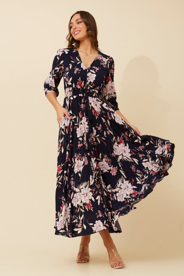 3/4 Sleeve Floral Print Dress