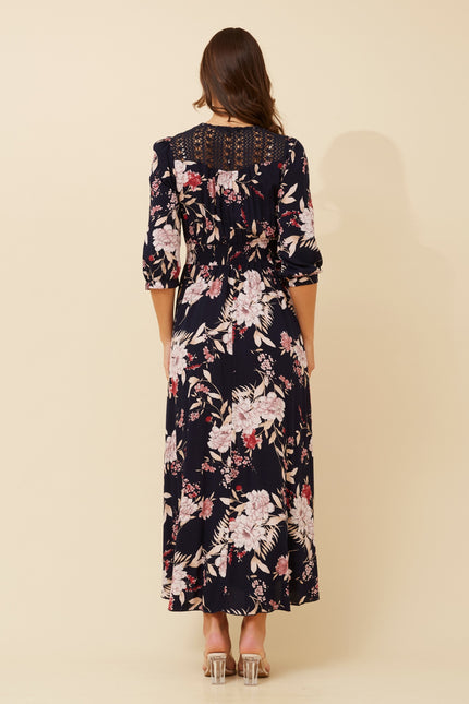 3/4 Sleeve Floral Print Dress