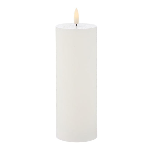 FLICKERING PILLAR CANDLE RUSTIC WHITE