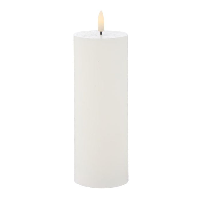 FLICKERING PILLAR CANDLE RUSTIC WHITE