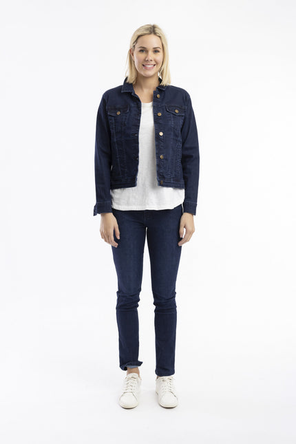 Denim Collared Jacket Dark