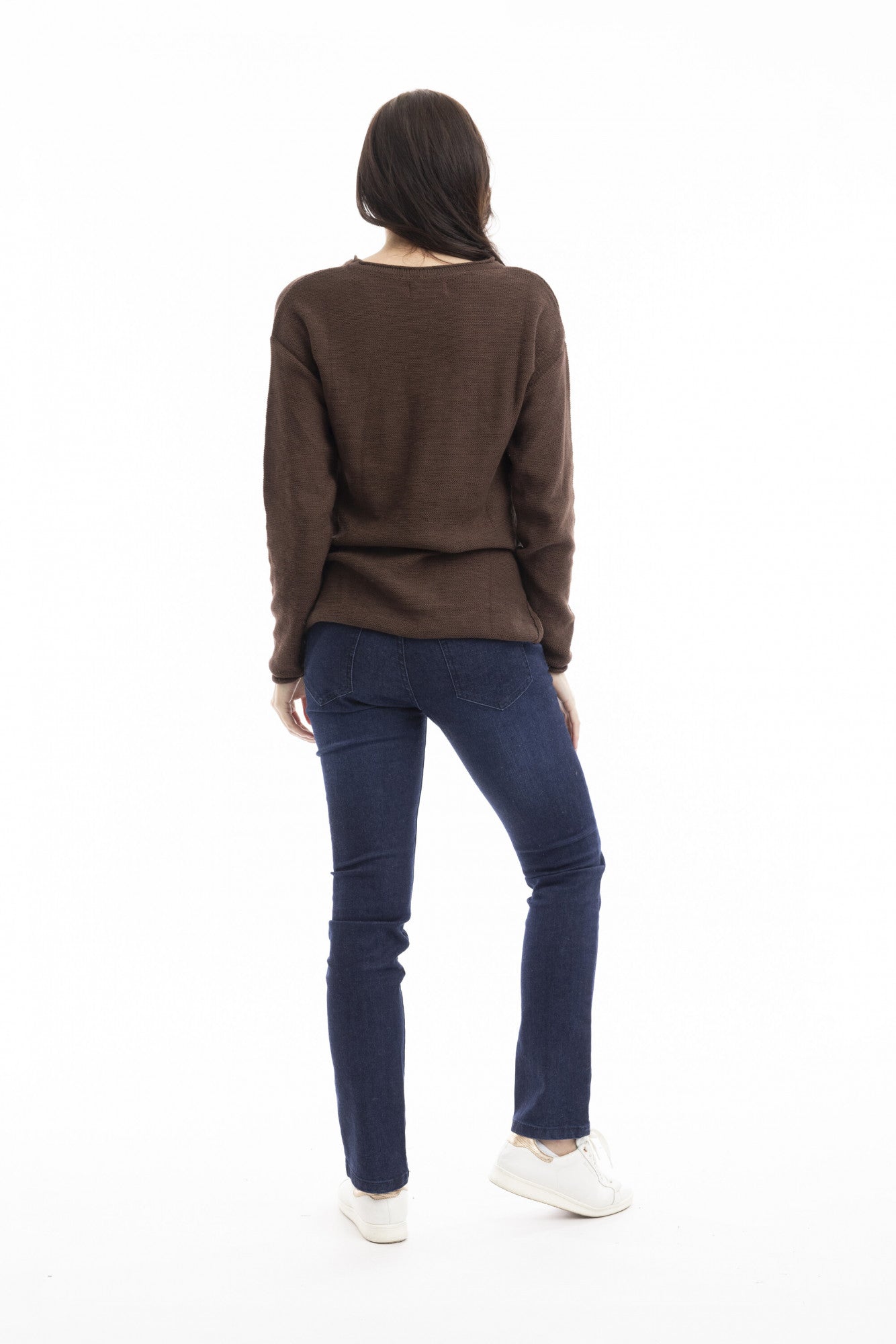 Knit Top R-neck Chocolate