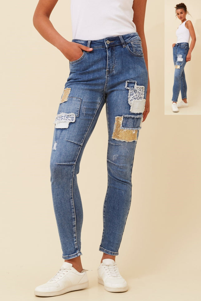 Denim Patchwork Jeans