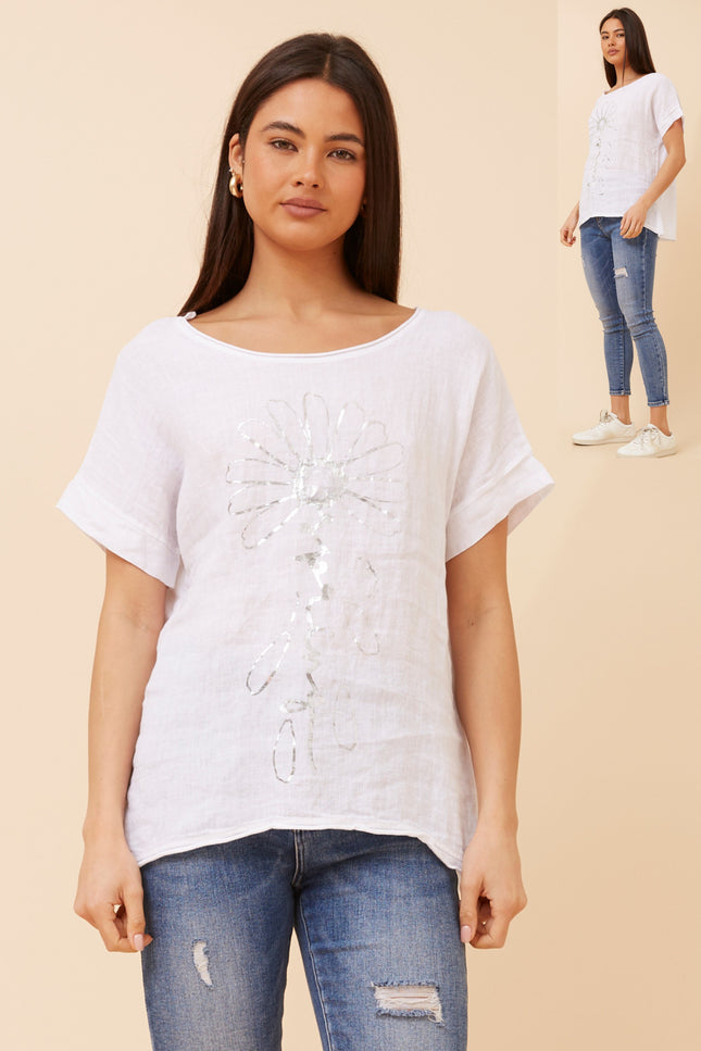 Italian Daisy Foil Top